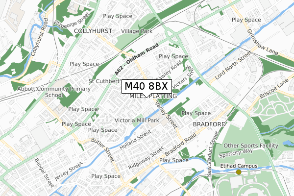 M40 8BX map - small scale - OS Open Zoomstack (Ordnance Survey)