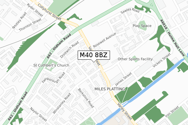 M40 8BZ map - large scale - OS Open Zoomstack (Ordnance Survey)