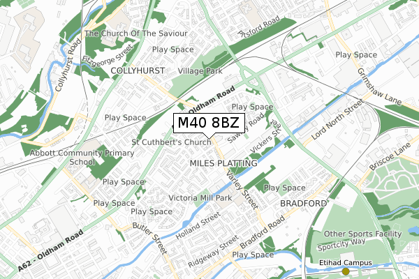 M40 8BZ map - small scale - OS Open Zoomstack (Ordnance Survey)