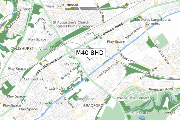 M40 8HD map - small scale - OS Open Zoomstack (Ordnance Survey)