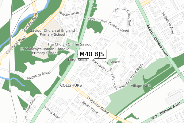 M40 8JS map - large scale - OS Open Zoomstack (Ordnance Survey)