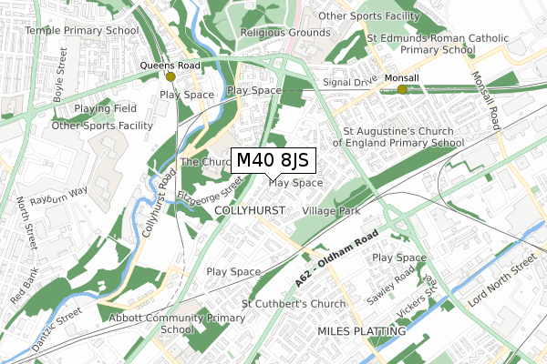 M40 8JS map - small scale - OS Open Zoomstack (Ordnance Survey)