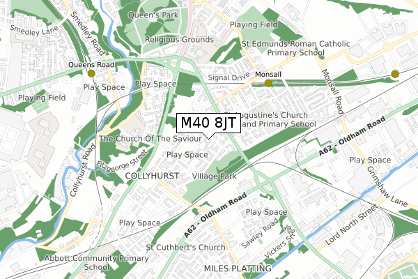 M40 8JT map - small scale - OS Open Zoomstack (Ordnance Survey)