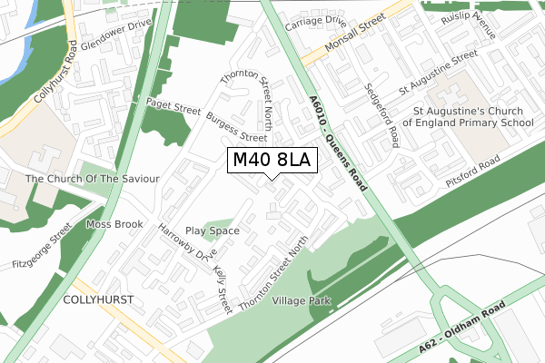 M40 8LA map - large scale - OS Open Zoomstack (Ordnance Survey)