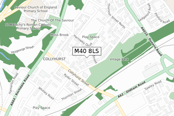 M40 8LS map - large scale - OS Open Zoomstack (Ordnance Survey)