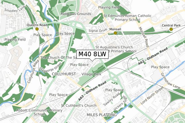 M40 8LW map - small scale - OS Open Zoomstack (Ordnance Survey)