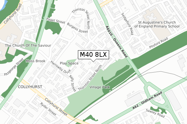 M40 8LX map - large scale - OS Open Zoomstack (Ordnance Survey)