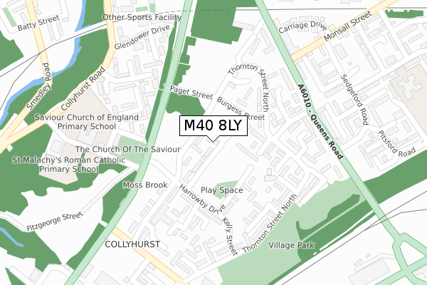 M40 8LY map - large scale - OS Open Zoomstack (Ordnance Survey)