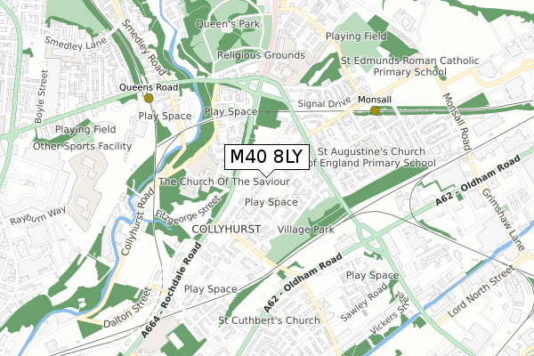 M40 8LY map - small scale - OS Open Zoomstack (Ordnance Survey)