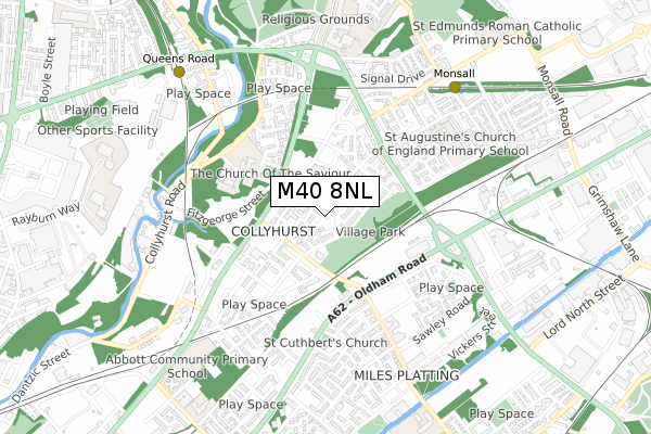 M40 8NL map - small scale - OS Open Zoomstack (Ordnance Survey)