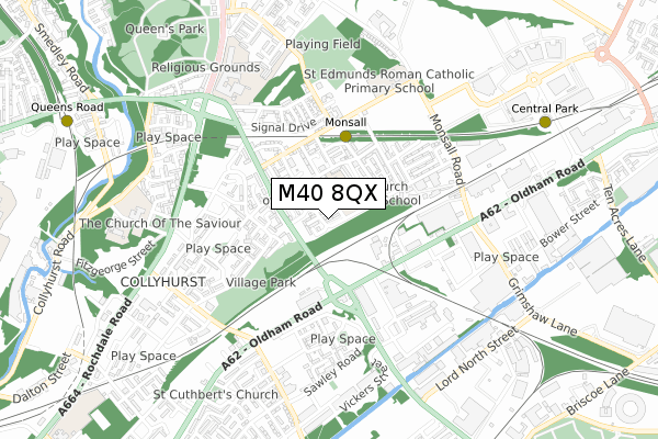 M40 8QX map - small scale - OS Open Zoomstack (Ordnance Survey)