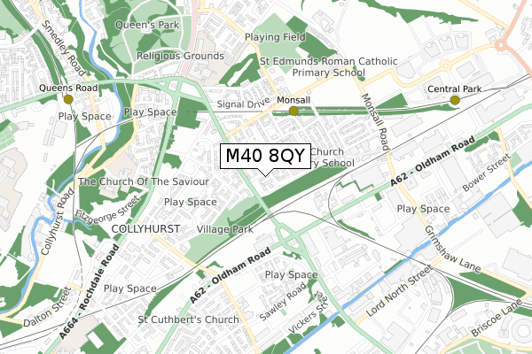 M40 8QY map - small scale - OS Open Zoomstack (Ordnance Survey)