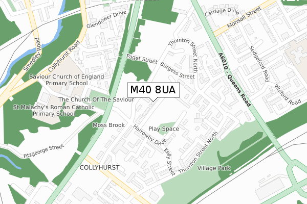 M40 8UA map - large scale - OS Open Zoomstack (Ordnance Survey)