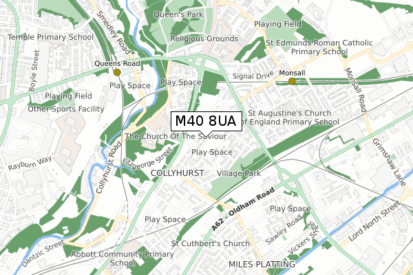 M40 8UA map - small scale - OS Open Zoomstack (Ordnance Survey)