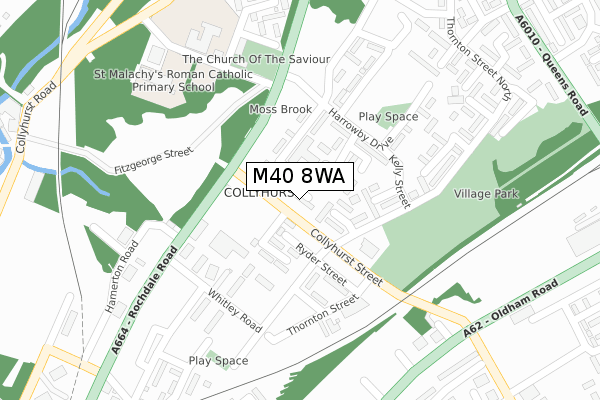 M40 8WA map - large scale - OS Open Zoomstack (Ordnance Survey)