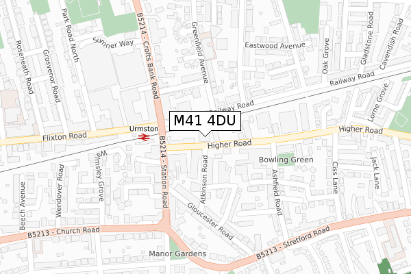 M41 4DU map - large scale - OS Open Zoomstack (Ordnance Survey)