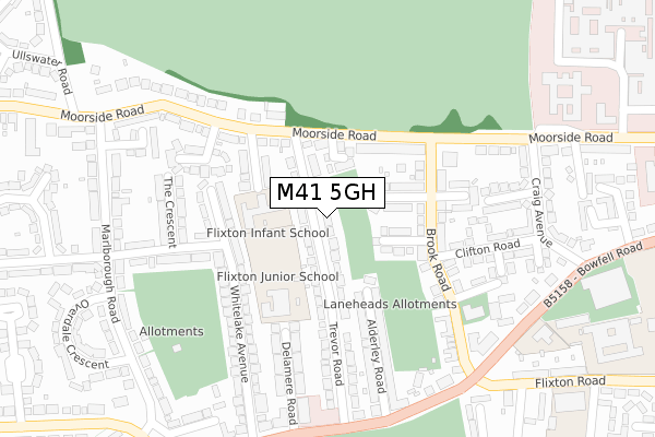 M41 5GH map - large scale - OS Open Zoomstack (Ordnance Survey)