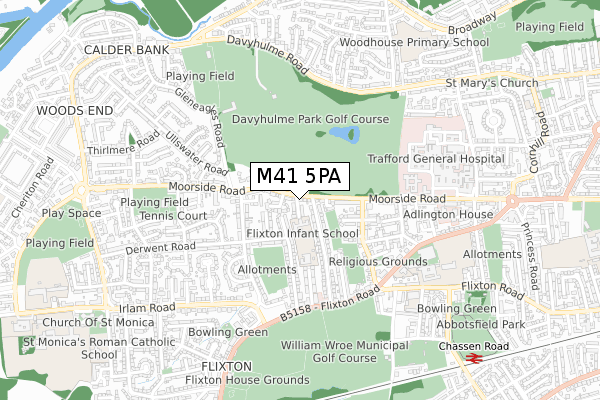 M41 5PA map - small scale - OS Open Zoomstack (Ordnance Survey)