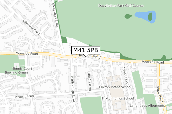 M41 5PB map - large scale - OS Open Zoomstack (Ordnance Survey)