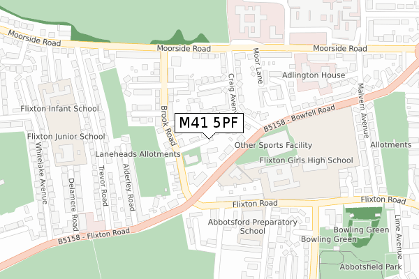 M41 5PF map - large scale - OS Open Zoomstack (Ordnance Survey)