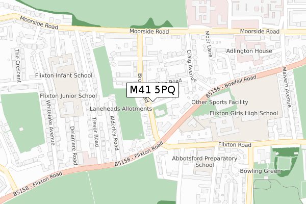 M41 5PQ map - large scale - OS Open Zoomstack (Ordnance Survey)