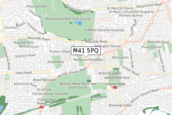 M41 5PQ map - small scale - OS Open Zoomstack (Ordnance Survey)