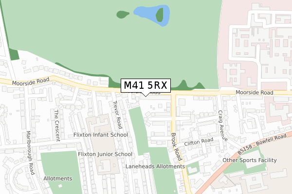 M41 5RX map - large scale - OS Open Zoomstack (Ordnance Survey)