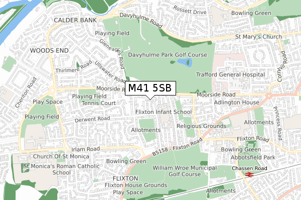 M41 5SB map - small scale - OS Open Zoomstack (Ordnance Survey)