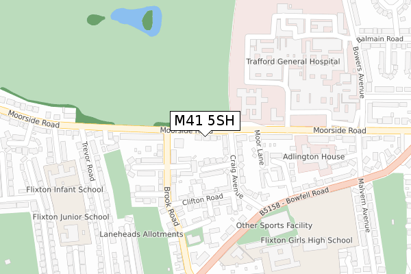 M41 5SH map - large scale - OS Open Zoomstack (Ordnance Survey)