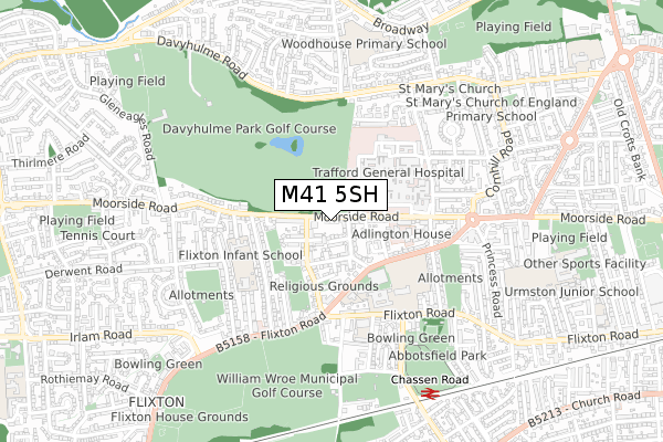 M41 5SH map - small scale - OS Open Zoomstack (Ordnance Survey)