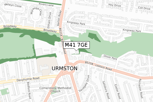 M41 7GE map - large scale - OS Open Zoomstack (Ordnance Survey)