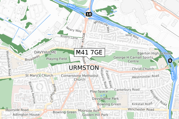 M41 7GE map - small scale - OS Open Zoomstack (Ordnance Survey)