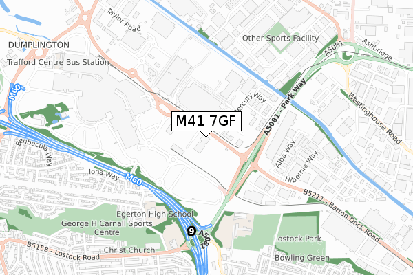 M41 7GF map - small scale - OS Open Zoomstack (Ordnance Survey)