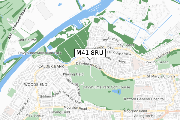 M41 8RU map - small scale - OS Open Zoomstack (Ordnance Survey)