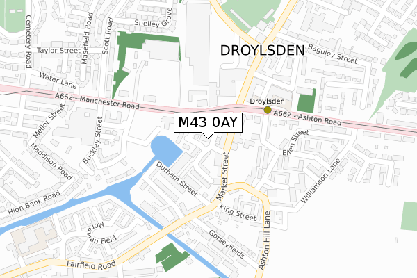 M43 0AY map - large scale - OS Open Zoomstack (Ordnance Survey)