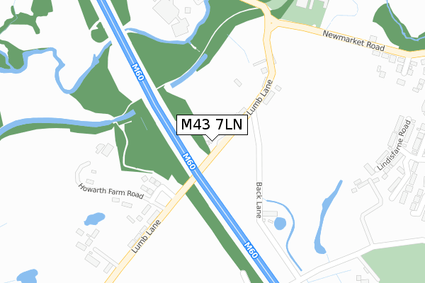 M43 7LN map - large scale - OS Open Zoomstack (Ordnance Survey)