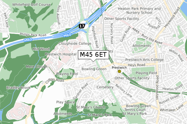 M45 6ET map - small scale - OS Open Zoomstack (Ordnance Survey)