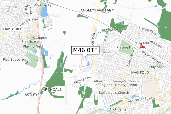 M46 0TF map - small scale - OS Open Zoomstack (Ordnance Survey)