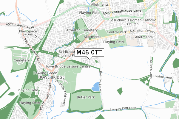 M46 0TT map - small scale - OS Open Zoomstack (Ordnance Survey)