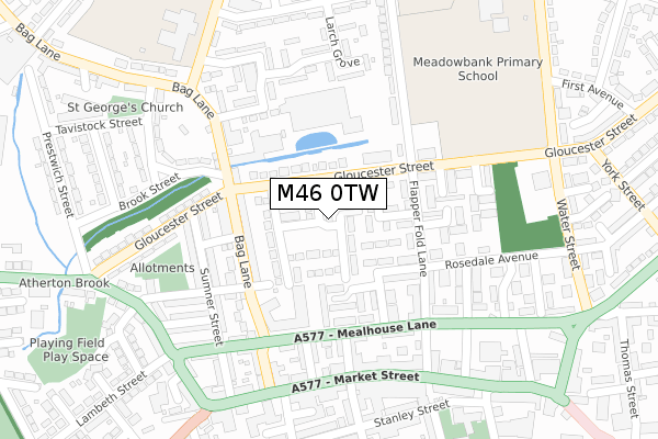 M46 0TW map - large scale - OS Open Zoomstack (Ordnance Survey)