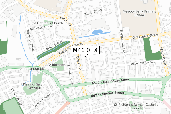 M46 0TX map - large scale - OS Open Zoomstack (Ordnance Survey)