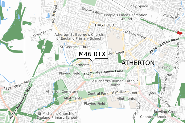 M46 0TX map - small scale - OS Open Zoomstack (Ordnance Survey)