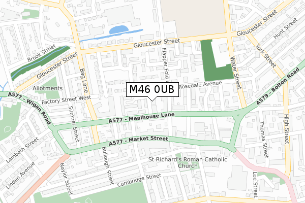 M46 0UB map - large scale - OS Open Zoomstack (Ordnance Survey)