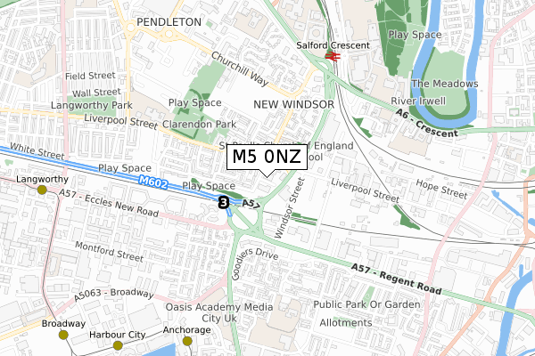 M5 0NZ map - small scale - OS Open Zoomstack (Ordnance Survey)