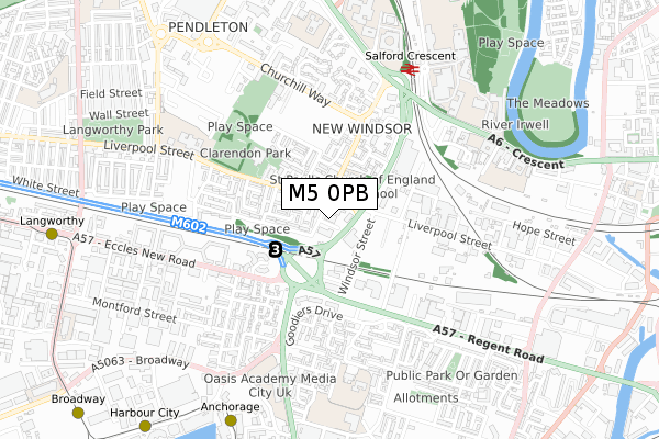 M5 0PB map - small scale - OS Open Zoomstack (Ordnance Survey)