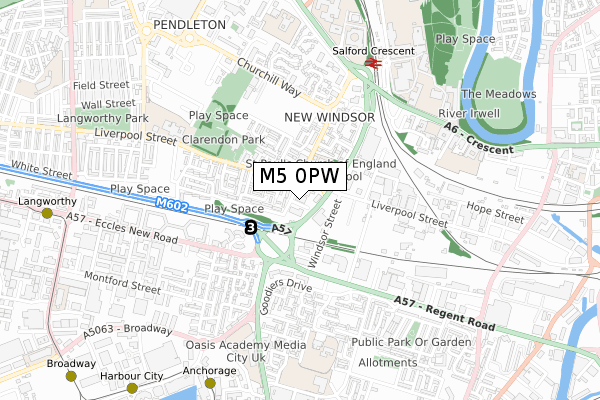 M5 0PW map - small scale - OS Open Zoomstack (Ordnance Survey)