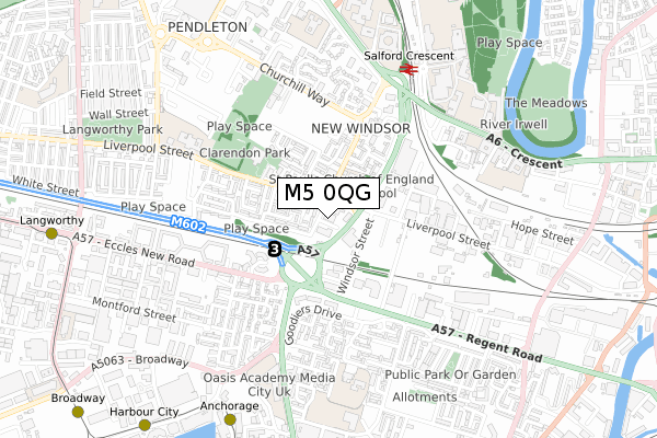 M5 0QG map - small scale - OS Open Zoomstack (Ordnance Survey)