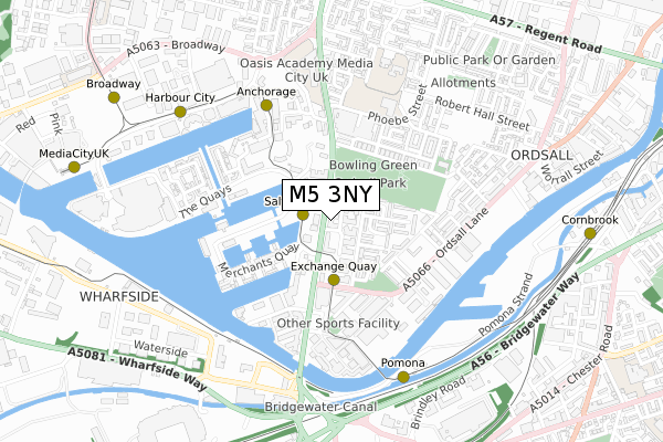 M5 3NY map - small scale - OS Open Zoomstack (Ordnance Survey)