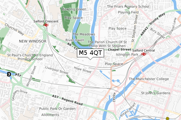 M5 4QT map - small scale - OS Open Zoomstack (Ordnance Survey)