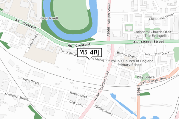 M5 4RJ map - large scale - OS Open Zoomstack (Ordnance Survey)